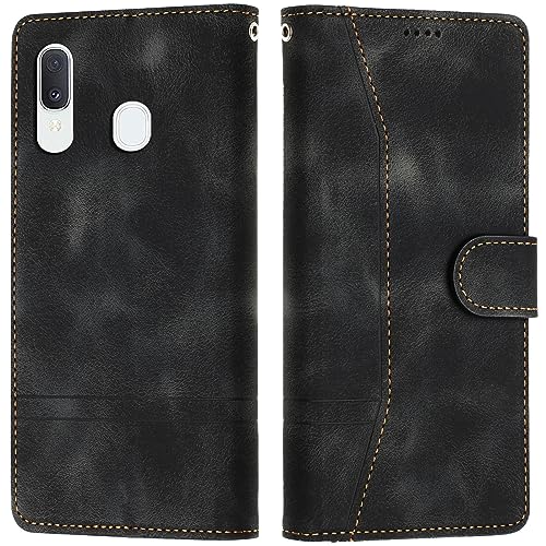 LiLuLa Kompatibel mit Samsung Galaxy A40 Hülle, Handyhülle Samsung A40, Galaxy A40 Hülle Klappbar Leder Flip Wallet Magnet Case Schutzhülle Klapphülle für Samsung A40 Hülle Holster (Schwarz) von LiLuLa