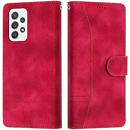 LiLuLa Kompatibel mit Samsung Galaxy A52 4G/5G/A52S 5G Hülle, Handyhülle Samsung A52 4G/5G/A52S 5G, Galaxy A52 4G/5G/A52S 5G Hülle Klappbar Leder Flip Wallet Case Schutzhülle Klapphülle Hülle (Rot) von LiLuLa