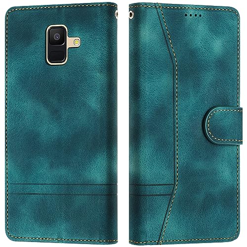 LiLuLa Kompatibel mit Samsung Galaxy A6 2018 Hülle, Handyhülle Samsung A6 2018, Galaxy A6 2018 Hülle Klappbar Leder Flip Wallet Case Schutzhülle Klapphülle für Samsung A6 2018 Hülle Holster (Grün) von LiLuLa