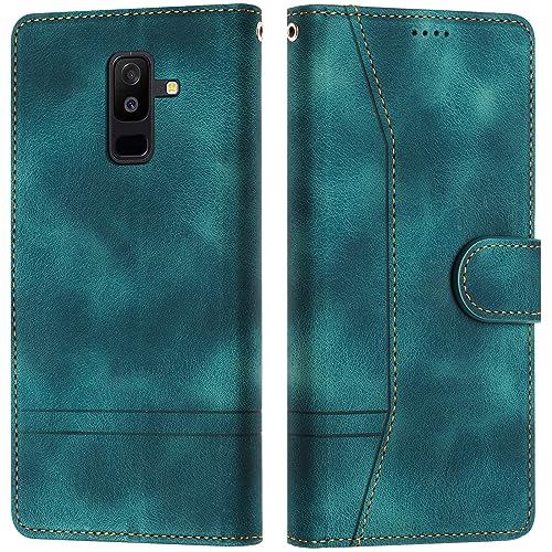 LiLuLa Kompatibel mit Samsung Galaxy A6 Plus 2018 Hülle, Handyhülle Samsung A6 Plus 2018, Galaxy A6 Plus 2018 Hülle Klappbar Leder Flip Wallet Case Schutzhülle Klapphülle Samsung A6 Plus 2018 (Grün) von LiLuLa