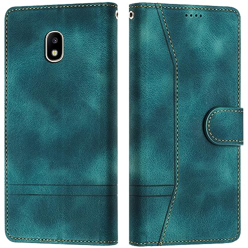 LiLuLa Kompatibel mit Samsung Galaxy J3 2017 / J330 Hülle, Handyhülle Samsung J3 2017 / J330, Galaxy J3 2017 / J330 Hülle Klappbar Leder Flip Wallet Case Schutzhülle Klapphülle Hülle Holster (Grün) von LiLuLa