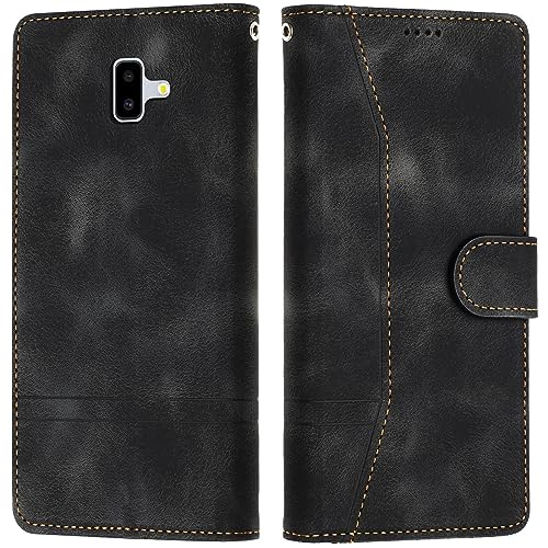 LiLuLa Kompatibel mit Samsung Galaxy J6 Plus 2018 Hülle, Handyhülle Samsung J6 Plus 2018, Galaxy J6 Plus 2018 Hülle Klappbar Leder Flip Wallet Case Schutzhülle Klapphülle Hülle Holster (Schwarz) von LiLuLa