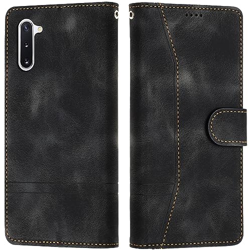 LiLuLa Kompatibel mit Samsung Galaxy Note 10 Hülle, Handyhülle Samsung Note 10, Galaxy Note 10 Hülle Klappbar Leder Flip Wallet Case Schutzhülle Klapphülle für Samsung Note 10 Hülle Holster(Schwarz) von LiLuLa