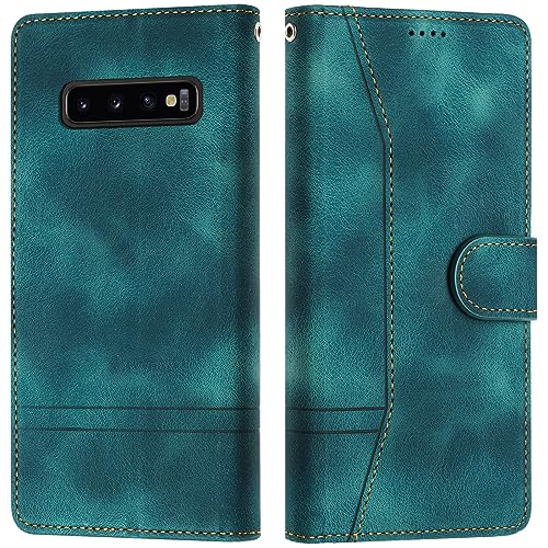 LiLuLa Kompatibel mit Samsung Galaxy S10 Hülle, Handyhülle Samsung S10, Galaxy S10 Hülle Klappbar Leder Flip Wallet Magnet Case Schutzhülle Klapphülle für Samsung S10 Hülle Holster (Grün) von LiLuLa