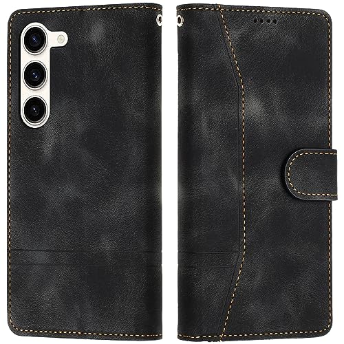 LiLuLa Kompatibel mit Samsung Galaxy S23 Hülle, Handyhülle Samsung S23, Galaxy S23 Hülle Klappbar Leder Flip Wallet Magnet Case Schutzhülle Klapphülle für Samsung S23 Hülle Holster (Schwarz) von LiLuLa