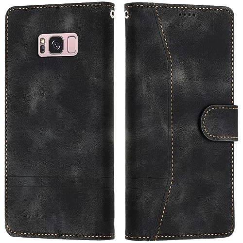 LiLuLa Kompatibel mit Samsung Galaxy S8 Hülle, Handyhülle Samsung S8, Galaxy S8 Hülle Klappbar Leder Flip Kartenfach Wallet Case Schutzhülle Klapphülle für Samsung S8 Hülle Holster (Schwarz) von LiLuLa