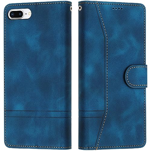 LiLuLa Kompatibel mit iPhone 8 Plus/iPhone 7 Plus Hülle, Handyhülle iPhone 8 Plus/7 Plus Hülle (5,5 Zoll), Klappbar PU Leder Flip Wallet Case Cover Schutzhülle Klapphülle Hüllen Holster (Blau) von LiLuLa