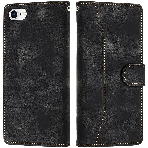 LiLuLa Kompatibel mit iPhone SE 2020 / iPhone 8 / iPhone 7 Hülle (4,7 Zoll), Klappbar PU Leder Handyhülle Flip Wallet Magnet Case Cover Schutzhülle Stoßfeste Klapphülle Hüllen Holster (Schwarz) von LiLuLa