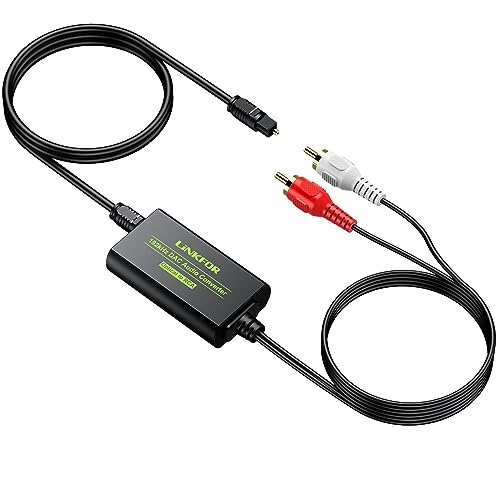 LiNKFOR DA Wandler 192KHz Optischer Toslink Koaxial auf Analog RCA L/R Audio Adapter mit optischem Kabel für PS3 DVD Sky Xbox HDTV Blu-Ray-Player von LiNKFOR