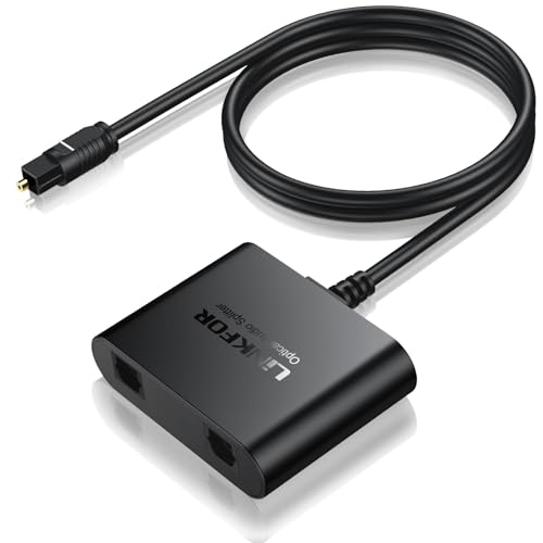 LiNKFOR Optical Audio Cable, Toslink Splitter 1 in 3 Out mit optischem Kabel, Optisches Audiokabel 1m, Audio Aplitter, Toslink Adapter, Glasfaser Unterstützung LPCM 2.0 / DTS/Dolby-AC3 von LiNKFOR