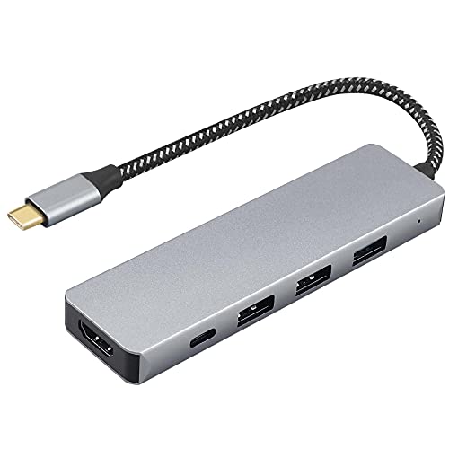 USB-C Hub Adapter LiNKFOR 5 in 1 USB-C Hub Multiport-Adapter Aluminium mit 4K-HDMI Ausgang 100W PD Ladeanschluss USB 3.0 Anschlüsse kompatibel für MacBook Pro, XPS Weitere Typ-C-Geräte von LiNKFOR