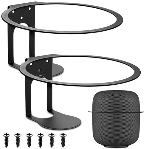 LiYiJiKeJi Wandhalterung für HomePod Halterung, Metall Wandhalterung für HomePod 2 Halterung, Lautsprecherhalterung Platzsparend, runde Smart Audio Ständerhalter Standfuß (Schwarz) von LiYiJiKeJi