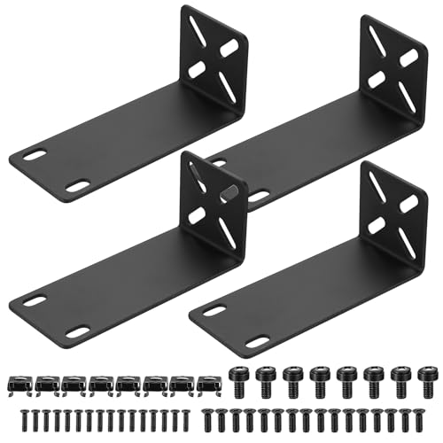 Rack Mount Kit, verstellbare 14-30mm Rack Halterung, 19 Zoll Switch Halterung Rack Ohren kompatibel mit Netgear TRENDnet Cisco D-Link HP, Befestigung von 10,6 Zoll Breiten bis 19 Zoll Geräten(108mm) von LiYiJiKeJi