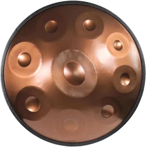 432hz Handpan Steel Drum 9-stimmig 22" "Golden Performer" in d-Moll mit Pan-Ständer, Pan-Case von Liakai