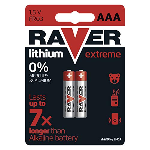 RAVER Batterien für Outdoor von EMOS, AAA Micro Lithium Batterien für den Außenbereich, Außensensor, Digitalkamera, Taschenlampe, 2er Pack, nicht aufladbar von Liakai
