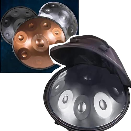 TOCTUS 18 Zoll Stahl Handtrommel Mit Tasche, 9 Noten Handpan Trommel Instrument In G-Moll 440Hz Anfänger Erwachsene Harmonische Percussion, Für Meditation, Musikalische Ausbildung (Color : Silver) von Liakai