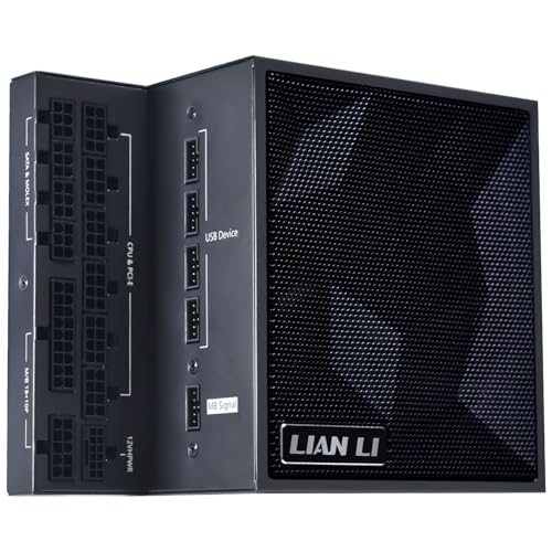 Lian Li Edge EG850 PC Netzteil, 850 Watt, PCIe 5.1, ATX 3.0 PSU | ATX 3.1, 80 Plus Platinum, modular, mit Sleeved Cable Kit, 12VHPWR für NVIDIA RTX, leiser Lüfter, integrierter USB Hub - Schwarz von Lian Li