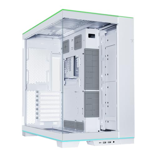 Lian Li O11D EVO RGB PC-Gehäuse, integrierte RGB-Beleuchtung, 455 mm GPU-Freiheit, bis zu 420 mm Radiatoren, Stahl, Aluminium, Gehärtetes Glas, Weiß von Lian Li