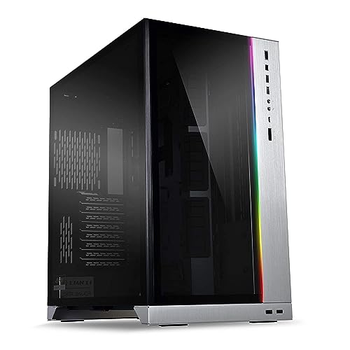Lian Li O11Dynamic XL (ROG Certified) E-ATX Dual Chamber Midi-Tower, Gaming PC Gehäuse mit Seitenteil und Front aus Tempered Glass, Vertikale Grafikkartenmontage, 285 x 513 x 471 mm, Silber von Lian Li