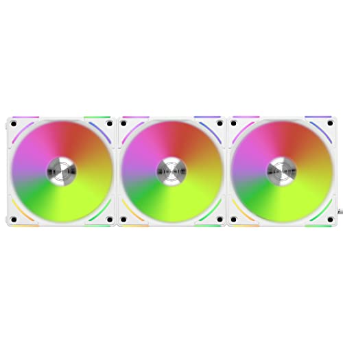 Lian Li PC Lüfter 120mm “AL120 V2” 3er Pack - Lüfter PC für optimale Kühlung - RGB Lüfter 120mm - PC-Kühlung & Lüfter - 120mm Lüfter RGB - Gehäuselüfter 120mm - Weiß von Lian Li