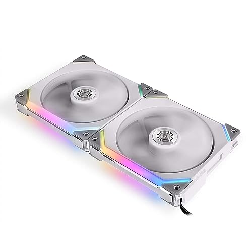 Lian Li UNI FAN SL140 PWM RGB Lüfter 140mm 2er Pack inkl. Controller, 32 Digital RGB-LEDs Lüfter 140mm PWM 0-1500 RPM, Moderne Silent PC Lüfter RGB 140mm, Gehäuselüfter 140mm RGB PWM, weiß Lian Li UNI FAN SL140 PWM RGB Lüfter 140mm 2er Pack inkl. Controller, 32 Digital RGB-LEDs Lüfter 140mm PWM 0-1500 RPM, Moderne Silent PC Lüfter RGB 140mm, Gehäuselüfter 140mm RGB PWM, weiß von Lian Li
