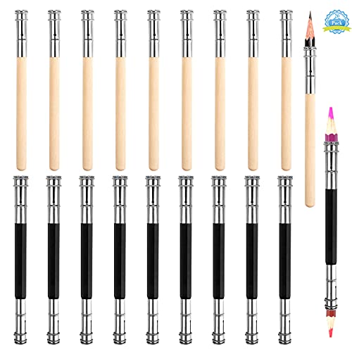 Bleistiftverlängerung 20 Stück 7/8.8mm Holz Bleistift Extender Doppelendige Bleistiftverlängerer, Einzelendige Stiftverlängerung Skizze Bleistiftverlängerer Stift Extender Set für Schule Maleratelier von LiangDian