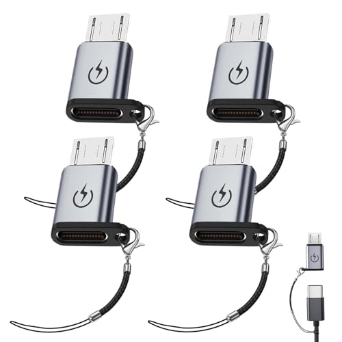 USB C auf Micro USB Adapter (4-Pack), USB C Buchse auf Micro USB Stecker Adapter, unterstützt 18W Schnellladung, unterstützt keine OTG Verbindung, wie Kopfhörer, externe Festplatten, Tastaturen。 von Liaoan Weiyu