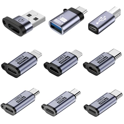 Liaoan USB C zu Micro Adapter, IP zu Type-C und Type-C zu USB A Adapter, (9-Stücke), unterstützt schnelles Aufladen und unterstützt eine Datenübertragung. Liaoan USB C zu Micro Adapter, IP zu Type-C und Type-C zu USB A Adapter, (9-Stücke), unterstützt schnelles Aufladen und unterstützt eine Datenübertragung. von Liaoan