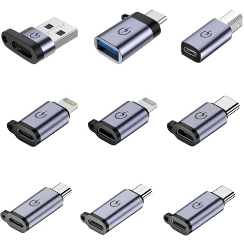 USB C/Lightning auf Micro Adapter, USB C/Micro auf Lightning Adapter, Micro/Lightning auf USB C Adapter, USB C auf USB Adapter,USB auf USB C Adapter,USB C auf USB B Adapter,9 Stück. von Liaoan