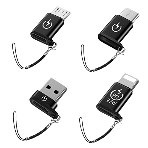 USB C Adapter [4-teilig],USB C auf Lightning Adapter, Micro auf USB C Adaptre,USB Stecker auf USB C Buchse,kompatibel Type C auf I-OS Anschluss, tragbarer USB C Übertragung Schlüsselanhänger von Liaoan