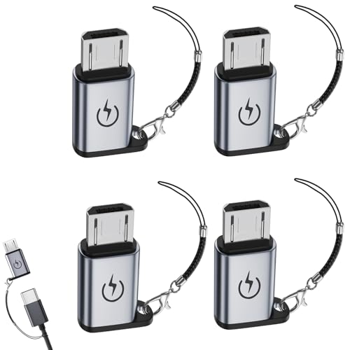 USB C auf Micro USB Adapter (4-Pack), USB C Buchse auf Micro USB Stecker Adapter, unterstützt 18W Schnellladung, unterstützt keine OTG Verbindung, wie Kopfhörer, externe Festplatten, Tastaturen oder M von Liaoan