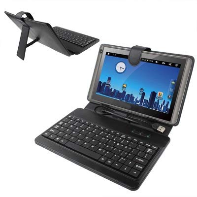9,7 Zoll Universal Tablet PC Leder Tablet Hülle mit USB Kunststoff Tastatur (Schwarz) von Liaoxig