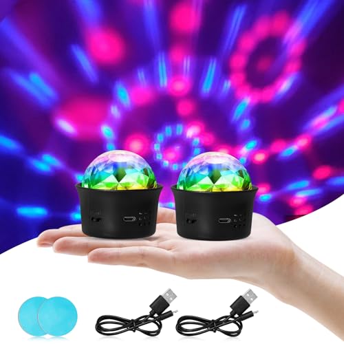 Mini Discokugel Licht, 2 Stück Tragbar Mini Auto discolicht partylicht Control Party Light LED DJ Partylicht, Party Lichter Blinken im Tempo der Musik, für Alle Partys und Autoinnendekoration von Libershine