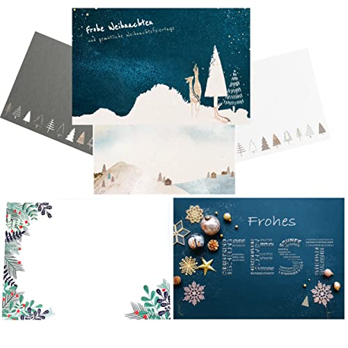 10er Set Weihnachtskarten mit Umschlag elegante Weihnachtskarte Klappkarten Weihnachten weihnachtliche Motive nordisch nostalgisch, ideal zum Verschenken von Libetui