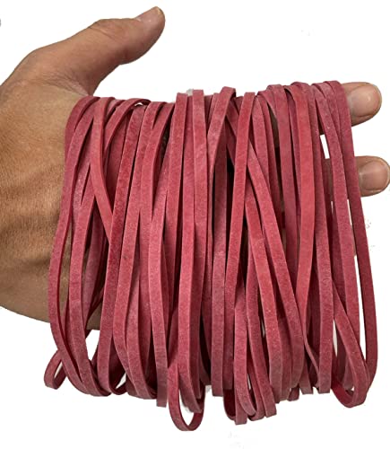 50 Stück elastische Gummibänder lang, spannkräftig, haltbar, wiederverwendbar, Gummiringe für Haushalt & Büro, Farbe Rot, 150mm x 4mm von Libetui