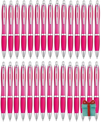 Libetui 52er Set ergonomische Kugelschreiber Rosa rutschfeste Griffzone Großraumine Set 50+2 Druckkugelschreiber Pink Kuli Büro Haushalt Praxis blauschreibend pinke Kulis Kuli Pink von Libetui