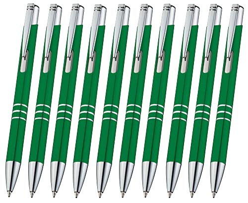 Libetui Pack 10 hochwertige Kugelschreiber Metall Metallkugelschreiber Grüne Druckkugelschreiber mit blauer Tinte, auswechselbare Großraum-Mine blauschreibend Kulis Libetui Pack 10 hochwertige Kugelschreiber Metall Metallkugelschreiber Grüne Druckkugelschreiber mit blauer Tinte, auswechselbare Großraum-Mine blauschreibend Kulis von Libetui