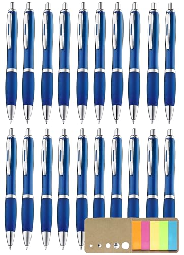Libetui Pack 20 ergonomische Kugelschreiber Blau blauschreibend rutschfeste Griffzone Großraumine Blau Kuli Haushalt Büro Praxis Schule Kulis Blau, mit Haftstreifen von Libetui