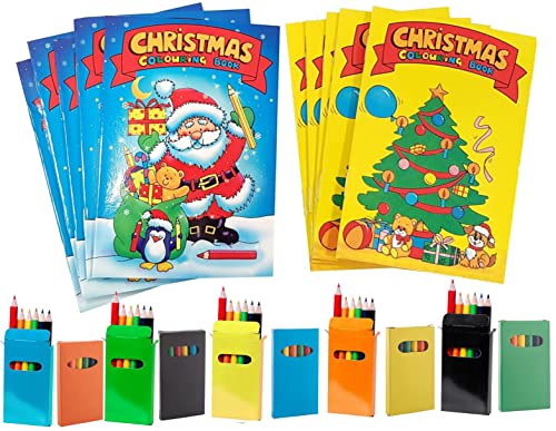 Libetui Set 10 Mini Malbücher Weihnachten mit 10 Schachteln Buntstiften Malbuch Kinder Gastgeschenke Mitgebsel Geburtstag Kindergeschenke Füllung Geschenktüten Schule Hort Kita von Libetui