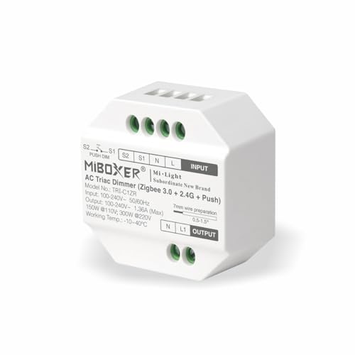 Licht-Zubehoer.de MiBoxer AC TRIAC Dimmer | TRIAC 300W | Zigbee 3.0+2.4G+Push | EIN-AUS | Druckknopf | Wandhalterung Licht-Zubehoer.de MiBoxer AC TRIAC Dimmer | TRIAC 300W | Zigbee 3.0+2.4G+Push | EIN-AUS | Druckknopf | Wandhalterung von Licht-Zubehoer.de
