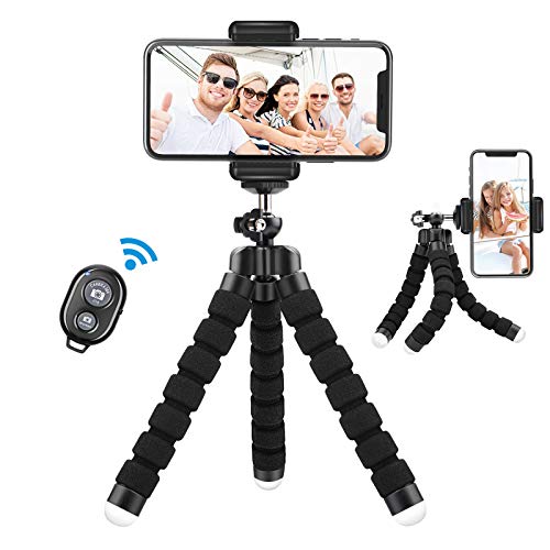 Lidasen Oktopus Handy Stativ, Flexibler Mini Stativhalter mit Bluetooth Fernbedienung, Tragbare Reise Kamera Handyhalterung Ständer, Mobiltelefon Selfie Tripod für iPhone/Android, GoPro, 4-8" Device von Lidasen