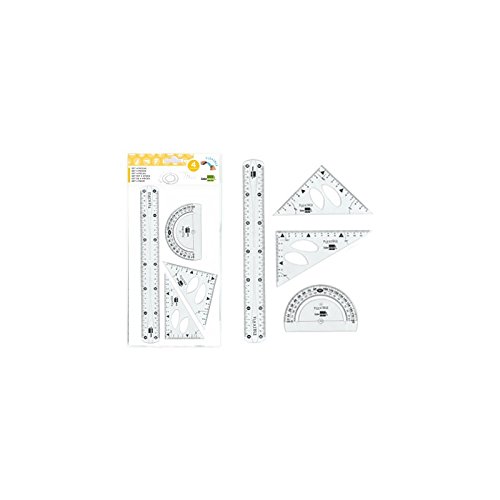 Liderpapel 77552 Set Trace Kunststoff Einheit flexibel bruchsicher Lineal 30 cm Rot von Liderpapel