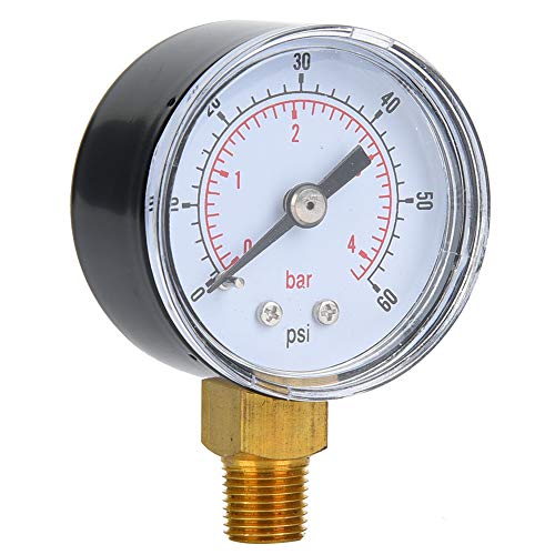 LiebeWH 1/8 Zoll BSPT Bodenmontage-Manometer Luftdruckmessgerät für Wasser-Öl-Luft-Kraftstoff-Druckprüfung (0–60 psi, 0–4 bar) von LiebeWH