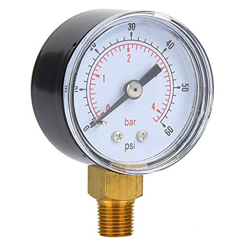 1/8 Zoll BSPT Bodenmontage-Manometer Bodenmontage Luftdruckmessgerät Luftdruckmessgerät für Wasser-Öl-Luft-Kraftstoff-Druckprüfung (0–60 psi, 0–4 bar) von LiebeWH