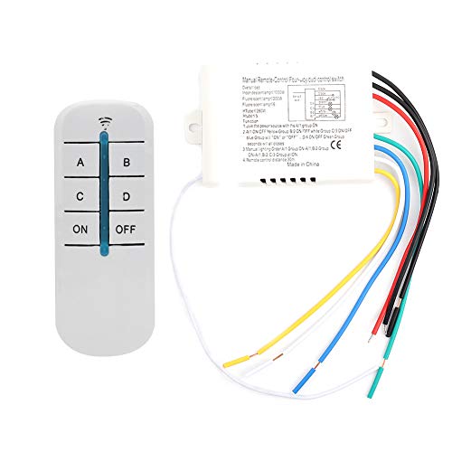 4 Wege Drahtloser Fernbedienungsschalter EIN/AUS Wandleuchte Empfänger Sender 15 Meter für Haustreppe Durchgang 220V von LiebeWH