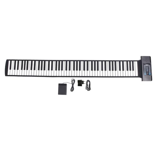 88 Tasten Handroll-Klaviertastatur Tragbares Klavier mit LED-Digitalröhrenanzeige Klappbares Roll-Up-Keyboard-Klavier 100-240 V (EU-Stecker) von LiebeWH