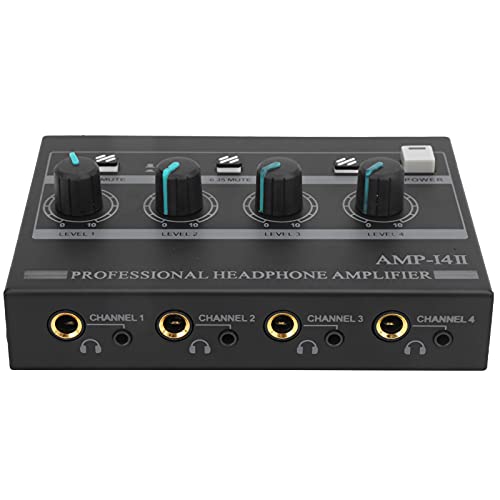 Kopfhörerverstärker 4 Kanal Ferrolegierung Kopfhörer Splitter Verstärker Mono/Stereo Monitor Set AMP-i4Ⅱ mit Rutschfester Matte auf der Unterseite (100-240V)(EU Plug) von LiebeWH