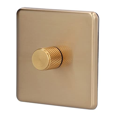 LED-Dimmer-Lichtschalter, Knopftyp, Dimmerschalter, Schalter aus Gebürstetem Messing für den Heimgebrauch, AC220V (monotones Licht) von LiebeWH