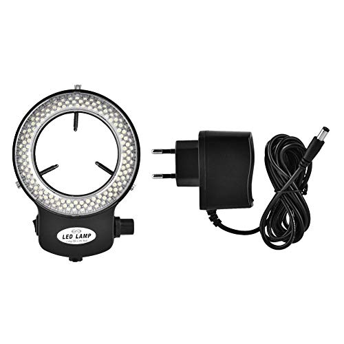 LED Ringlicht, Stereomikroskop Kamera Perlen Ring 144 LED Licht Einstellbare Schattenfreie Beleuchtung mit Adapter(Black-EU-Stecker 220V) von LiebeWH