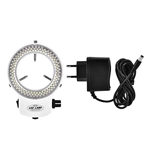 LED Ringlicht, Stereomikroskop Kamera Perlen Ring 144 LED Licht Einstellbare Schattenfreie Beleuchtung mit Adapter(White-EU-Stecker 220V) von LiebeWH